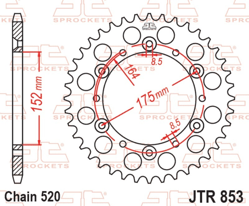 EK kettingkit 520 SRX2 17/43 – 102 schakels, JT stalen achtertandwiel
