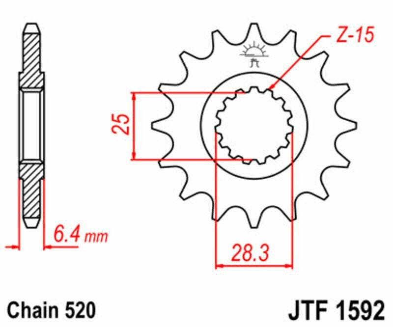 EK kettingkit 520 SRX2 14/38 – 98 schakels, JT stalen achtertandwiel – art. 3068408