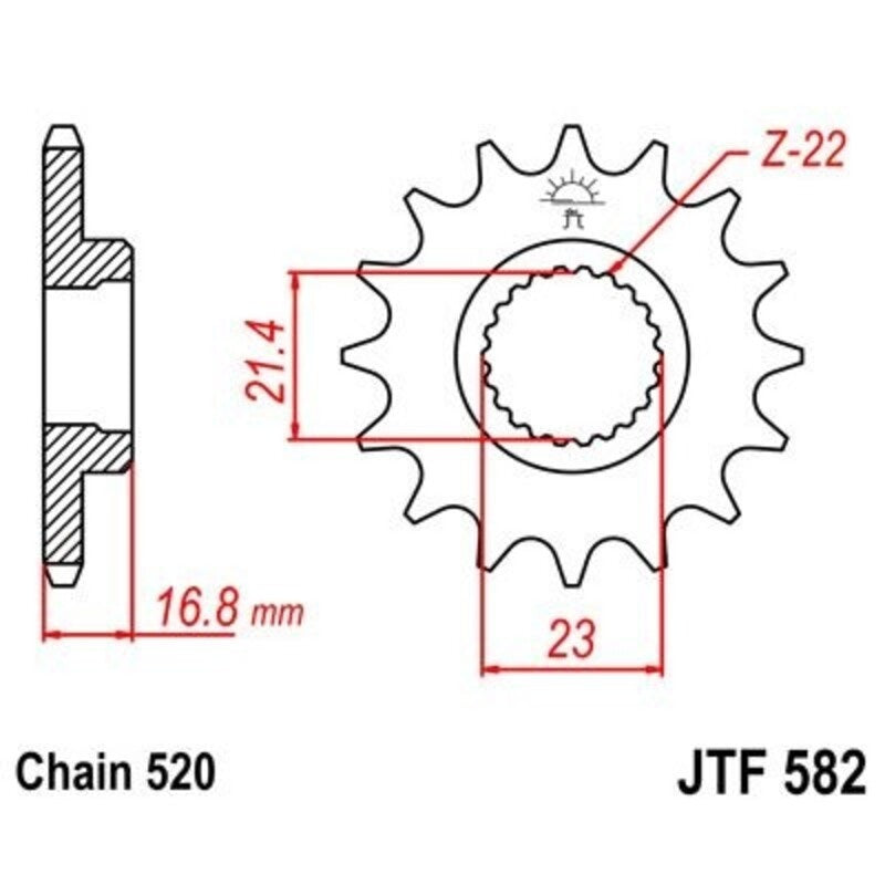 EK kettingkit 520 ZVX3 16/48 – 110 schakels, JT stalen achtertandwiel