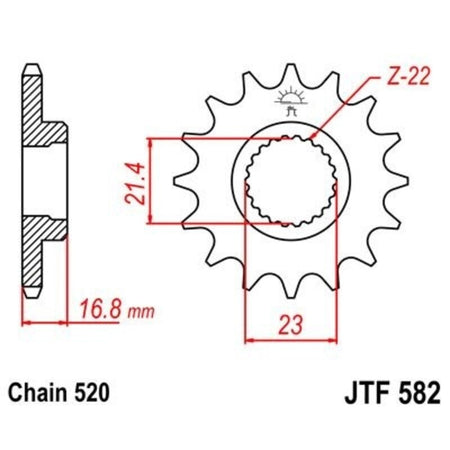 EK kettingkit 520 ZVX3 16/48 – 110 schakels, JT stalen achtertandwiel