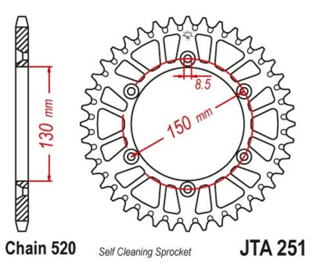 EK kettingkit 520 MRD7 13/52 – 114 schakels, JT aluminium achtertandwiel