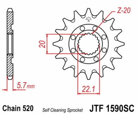 EK kettingkit 520 MRD7 13/52 – 114 schakels, JT aluminium achtertandwiel