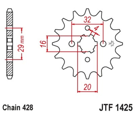 EK kettingkit 428 ZVX 14/45 – 122 schakels, JT aluminium achtertandwiel