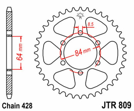 EK kettingkit 428 ZVX 16/53 – 134 schakels, JT stalen achtertandwiel