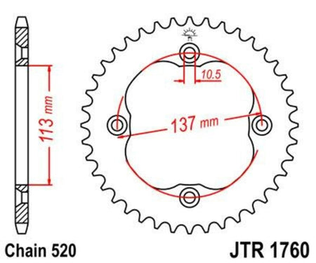 EK kettingkit 520 SRX2 14/40 – 96 schakels, JT stalen achtertandwiel – art. 3068485