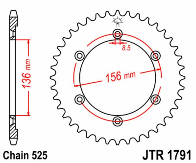 EK kettingkit 525 SRX2 15/43 – 110 schakels, JT stalen achtertandwiel – art. 3068506