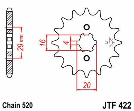 EK kettingkit 520 H 12/47 – 112 schakels, JT aluminium achtertandwiel
