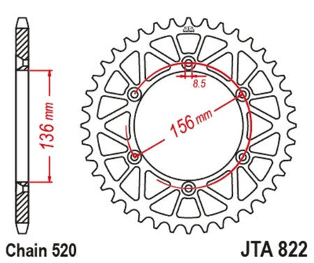 EK kettingkit 520 MRD7 13/50 – 114 schakels, JT aluminium achtertandwiel – art. 3068567