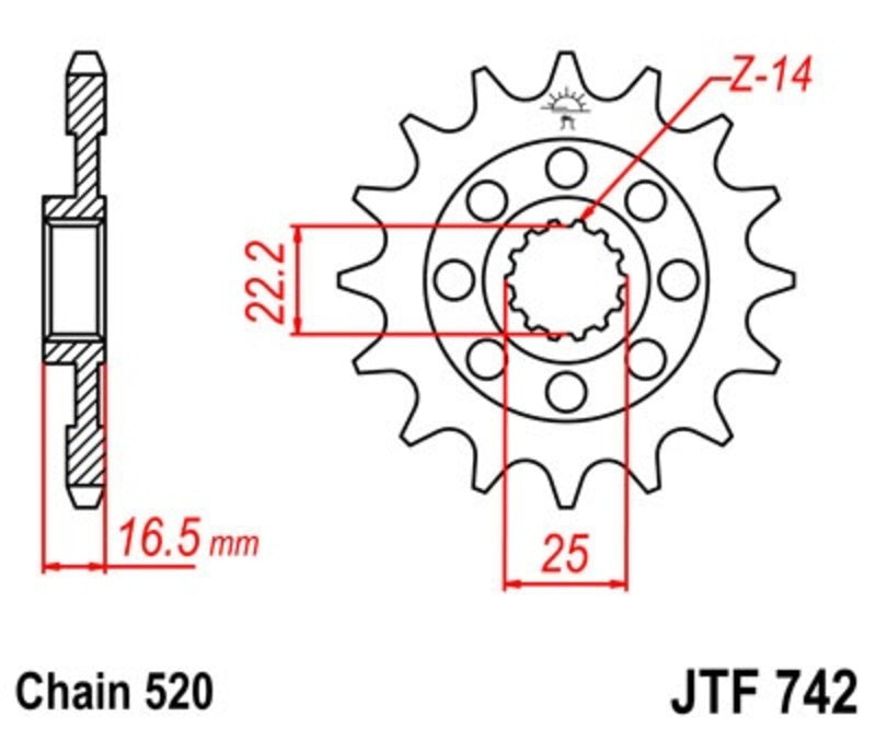 EK kettingkit 520 SRX2 15/46 – 108 schakels, JT stalen achtertandwiel – art. 3068588