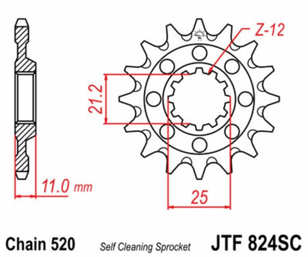 EK kettingkit 520 MRD7 13/50 – 116 schakels, JT aluminium achtertandwiel – art. 3068598