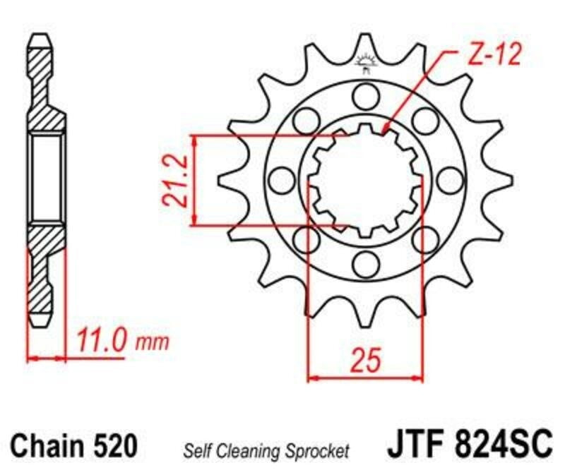 EK kettingkit 520 M3 14/50 – 116 schakels, JT aluminium achtertandwiel – art. 3068602