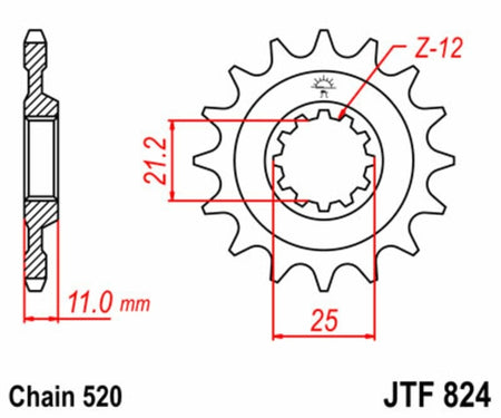 EK kettingkit 520 ZVX3 15/42 – 110 schakels, JT stalen achtertandwiel