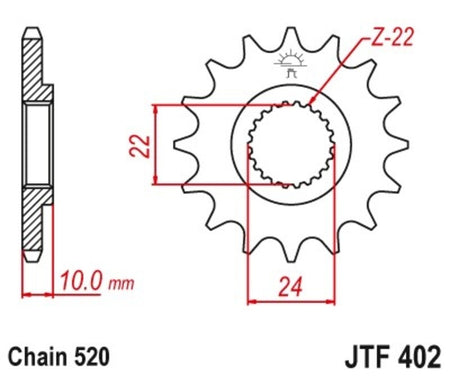 EK kettingkit 520 ZVX3 16/47 – 112 schakels, JT stalen achtertandwiel – art. 3068638