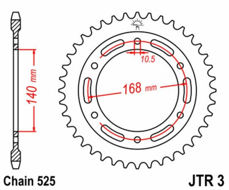 EK kettingkit 525 SRX2 17/41 – 116 schakels, JT stalen achtertandwiel – art. 3068651