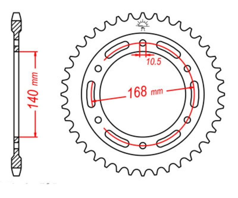 EK kettingkit 525 SRX2 17/42 – 116 schakels, JT stalen achtertandwiel – art. 3068653
