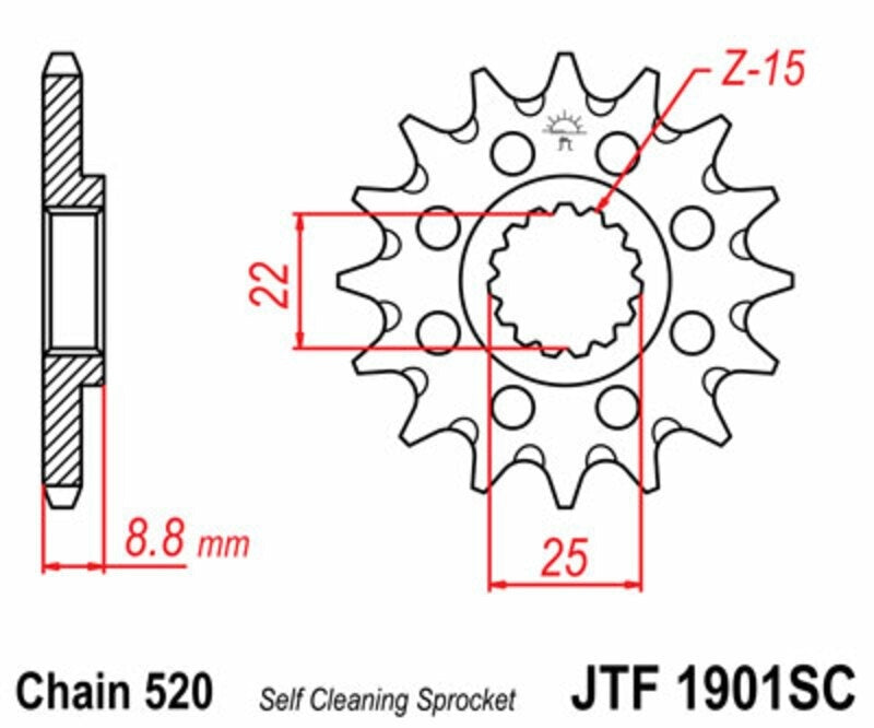 EK kettingkit 520 SRX2 14/48 – 114 schakels, JT aluminium achtertandwiel