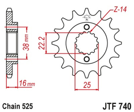 EK kettingkit 525 SRX2 15/42 – 104 schakels, JT aluminium achtertandwiel – art. 3068679