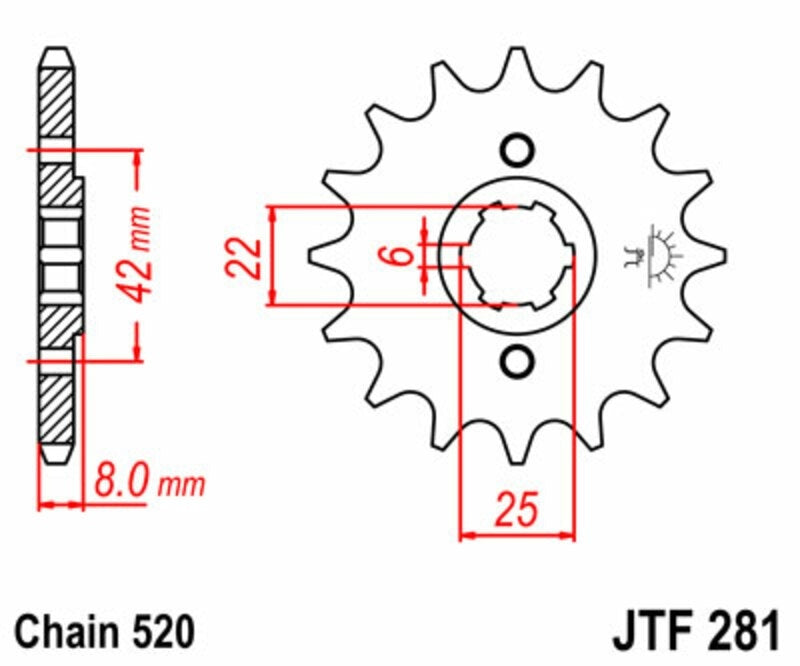 EK kettingkit 520 MRD7 14/48 – 108 schakels, JT zelfreinigend achtertandwiel
