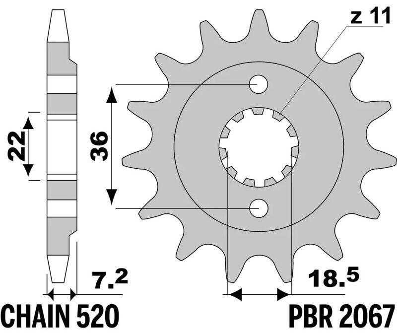 EK kettingkit 520 MRD7 13/45 – 114 schakels, PBR stalen achtertandwiel