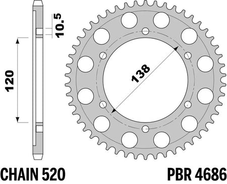 EK kettingkit 520 ZVX3 14/45 – 108 schakels, PBR stalen achtertandwiel