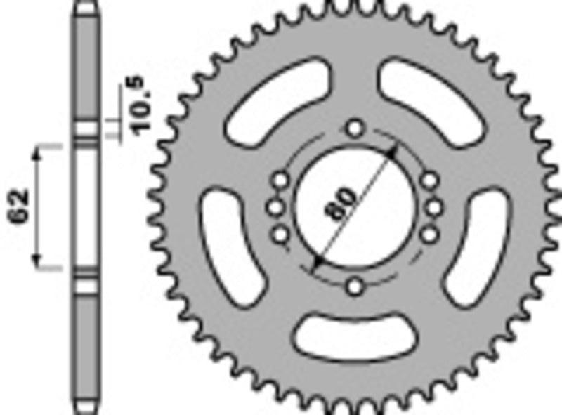 EK kettingkit 428 ZVX 16/50 – 124 schakels, PBR stalen achtertandwiel