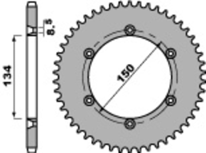 EK kettingkit 428 ZVX 15/52 – 130 schakels, PBR stalen achtertandwiel