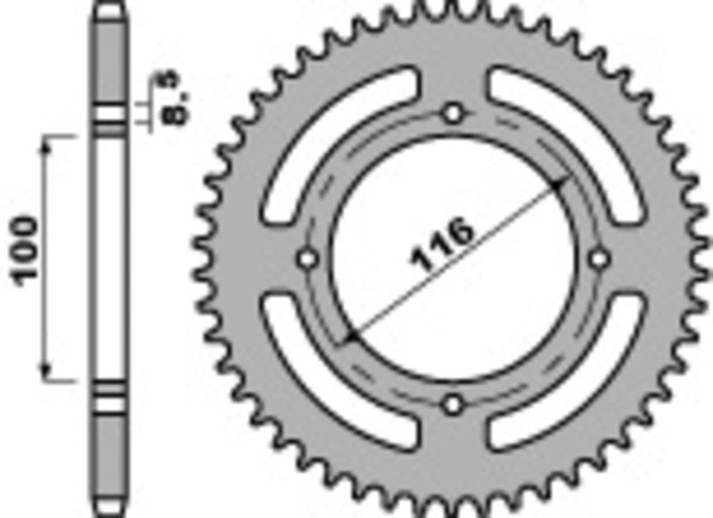 EK kettingkit 420 SH 14/51 – 124 schakels, PBR stalen achtertandwiel