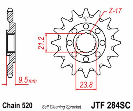 EK kettingkit 520 M3 14/49 – 114 schakels, JT aluminium achtertandwiel – art. 3069243