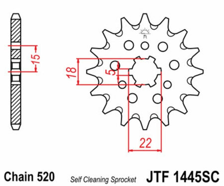 EK kettingkit 520 M3 13/51 – 114 schakels, JT aluminium achtertandwiel – art. 3069247