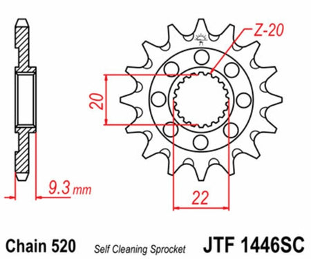 EK kettingkit 520 M3 13/48 – 114 schakels, JT aluminium achtertandwiel – art. 3069251