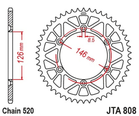 EK kettingkit 520 M3 13/49 – 114 schakels, JT aluminium achtertandwiel – art. 3069254
