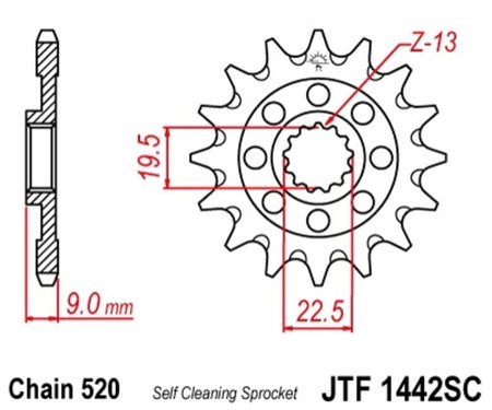 EK kettingkit 520 M3 13/49 – 114 schakels, JT aluminium achtertandwiel – art. 3069254
