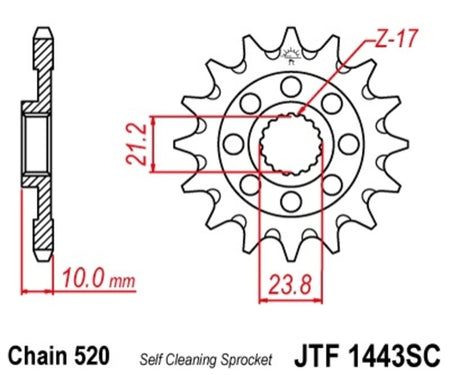 EK kettingkit 520 M3 13/50 – 114 schakels, JT aluminium achtertandwiel – art. 3069255