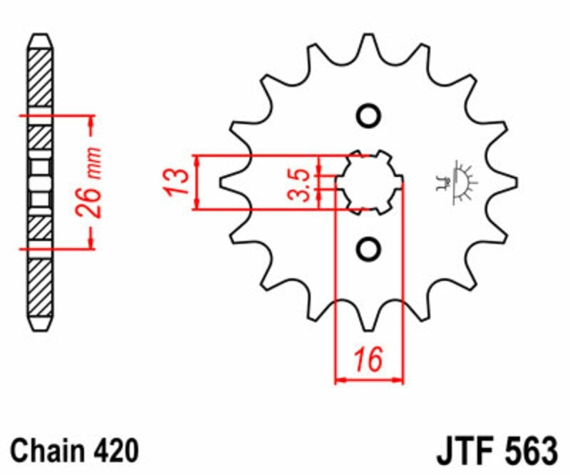 EK kettingkit 420 SH 11/37 – 64 schakels, JT stalen achtertandwiel