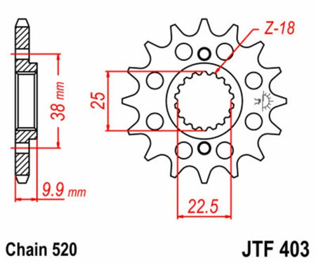 EK kettingkit 520 MRD7 15/51 – 108 schakels, JT aluminium achtertandwiel