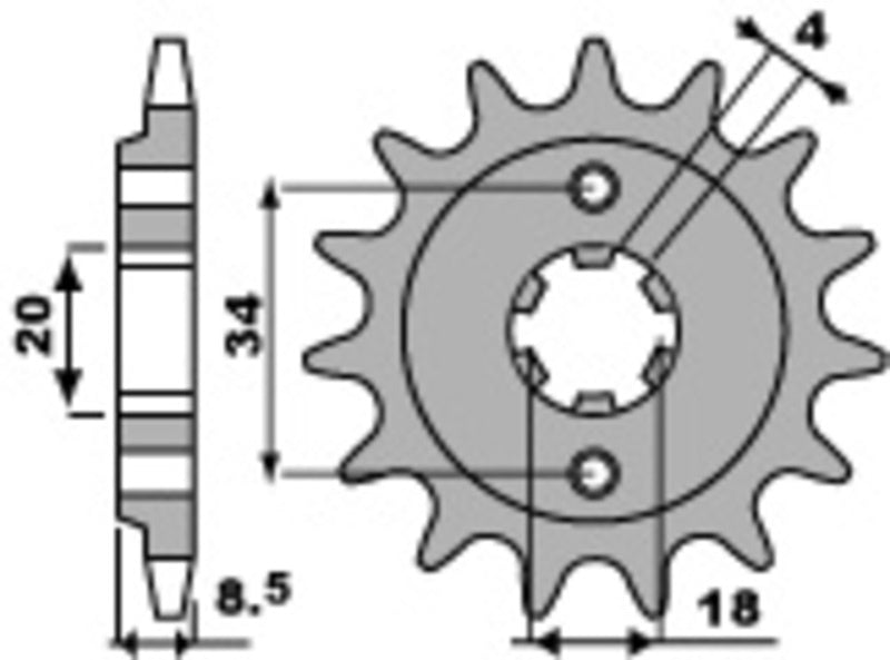 EK kettingkit 520 SRX2 14/31 – 104 schakels, PBR stalen achtertandwiel