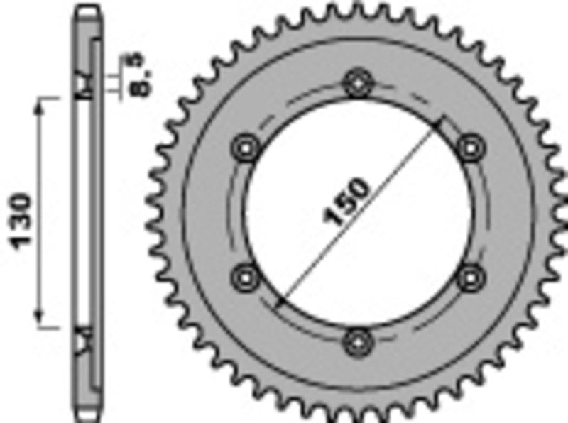 EK kettingkit 428 ZVX 15/51 – 130 schakels, PBR stalen achtertandwiel