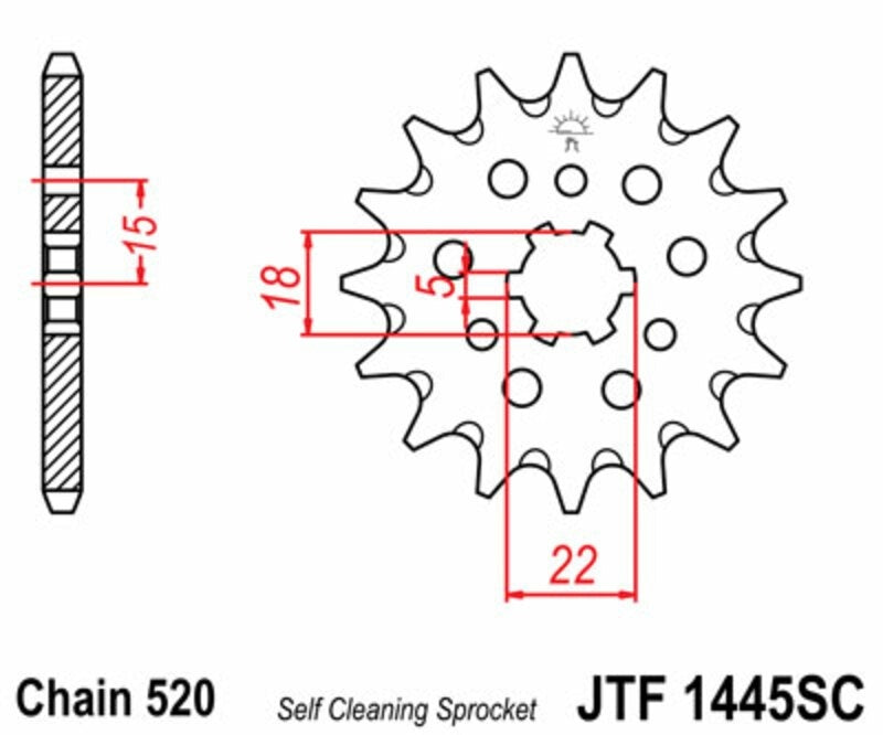 EK kettingkit 520 M3 12/48 – 112 schakels, JT aluminium achtertandwiel
