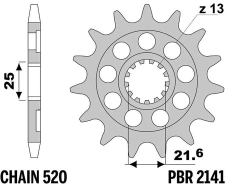 EK kettingkit 520 MRD7 13/50 – 114 schakels, PBR stalen achtertandwiel – art. 3069353