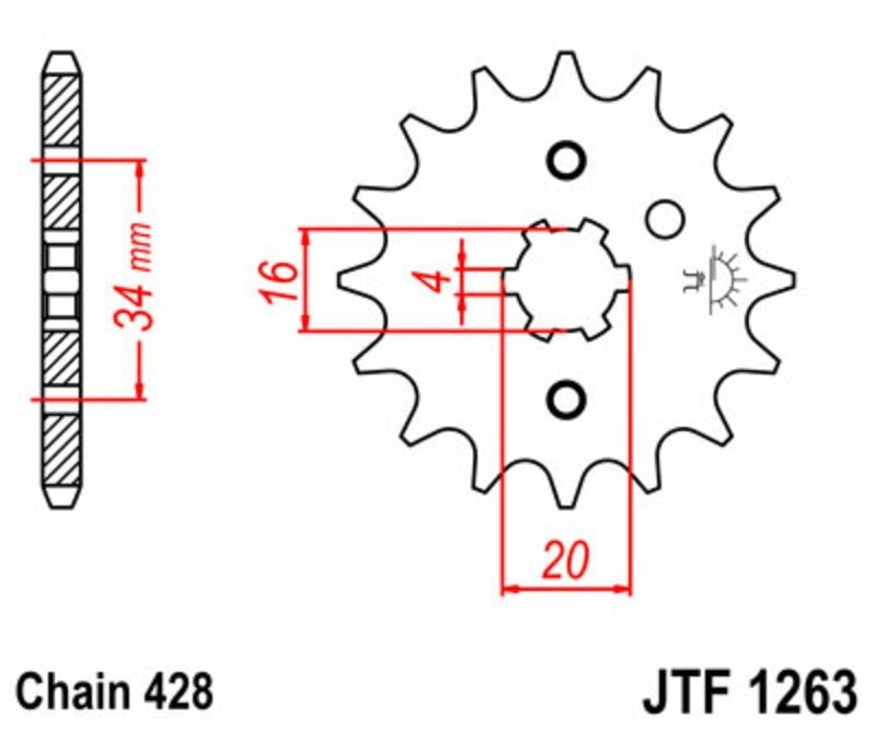 EK kettingkit 428 SR 15/49 – 118 schakels, JT stalen achtertandwiel
