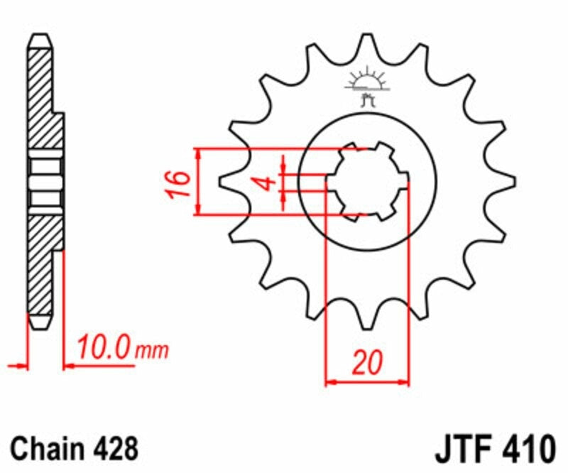 EK kettingkit 428 SR 14/47 – 126 schakels, JT stalen achtertandwiel