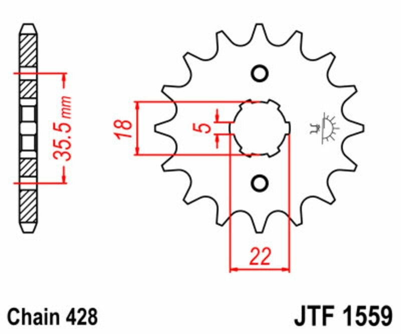 EK kettingkit 428 SR 14/50 – 122 schakels, JT stalen achtertandwiel