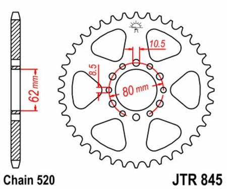 EK kettingkit 520 H 16/46 – 102 schakels, JT stalen achtertandwiel
