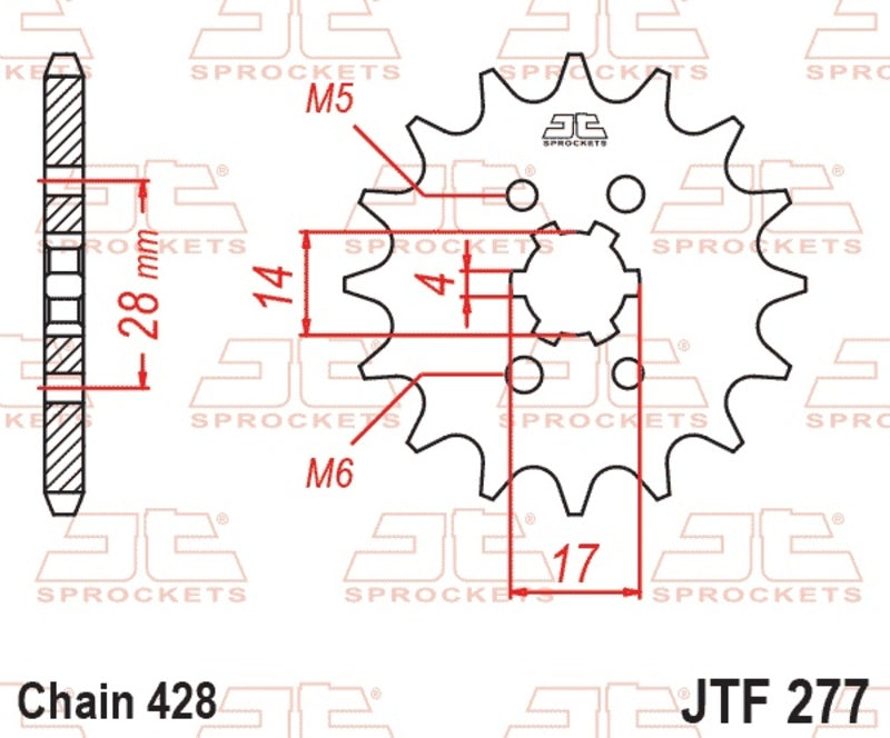 EK kettingkit 428 ZVX 13/60 – 136 schakels, JT stalen achtertandwiel