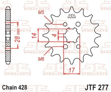 EK kettingkit 428 ZVX 13/60 – 136 schakels, JT stalen achtertandwiel