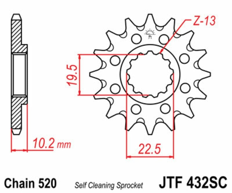 EK kettingkit 520 SRX2 14/43 – 108 schakels, JT stalen achtertandwiel – art. 3069640