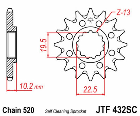 EK kettingkit 520 SRX2 14/43 – 108 schakels, JT stalen achtertandwiel – art. 3069640