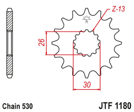 EK kettingkit 530 ZVX3 18/45 – 120 schakels, JT stalen achtertandwiel