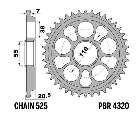 EK kettingkit 525 ZVX3 15/39 – 104 schakels, PBR aluminium achtertandwiel – art. 3069917