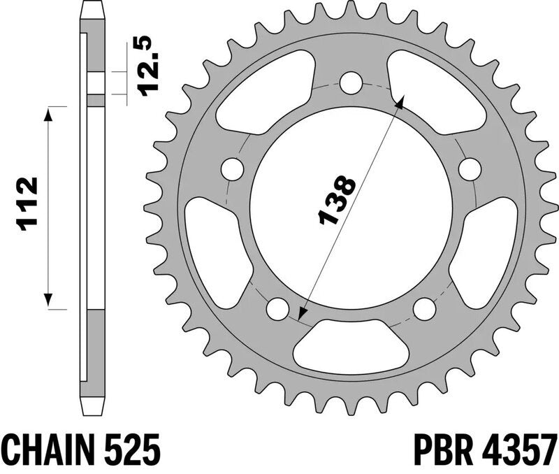 EK kettingkit 525 ZVX3 16/42 – 124 schakels, PBR stalen achtertandwiel – art. 3070068